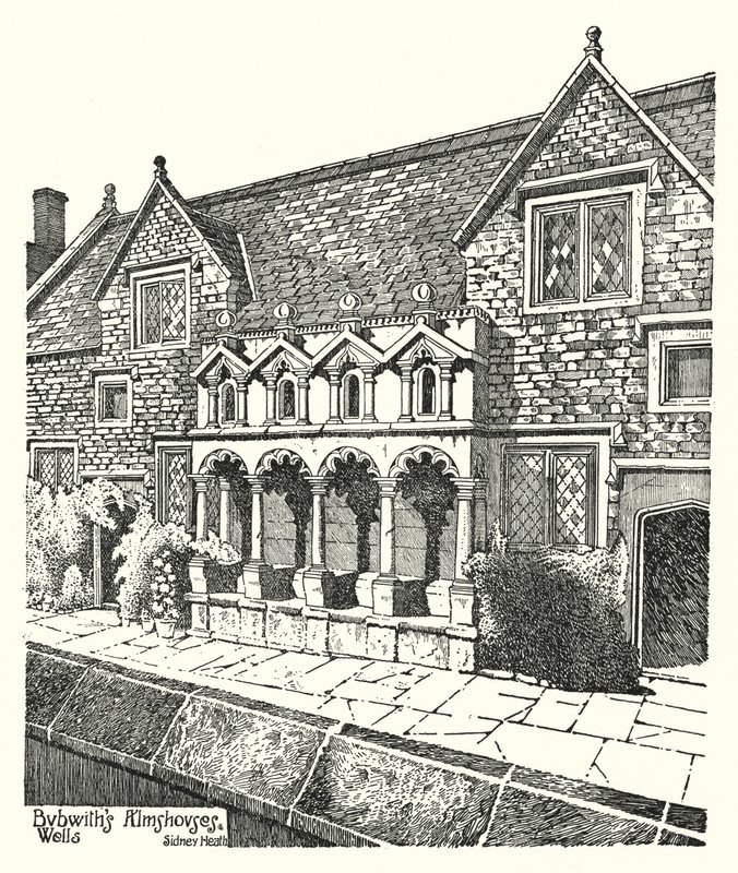 Bubwith Almshouses, Wells (metszet) alkotó: Sidney Heath