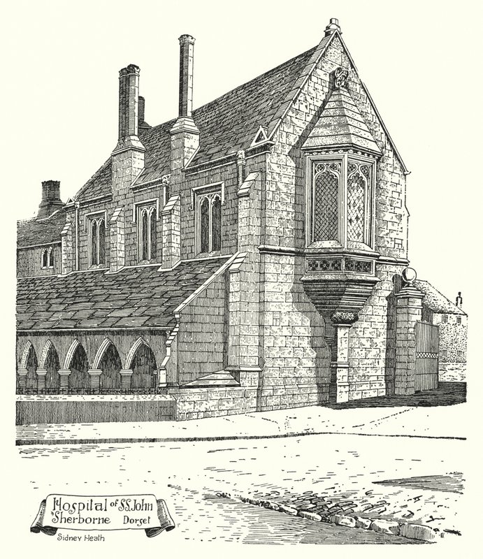 St John Hospital, Sherborne, Dorset (metszet) alkotó: Sidney Heath