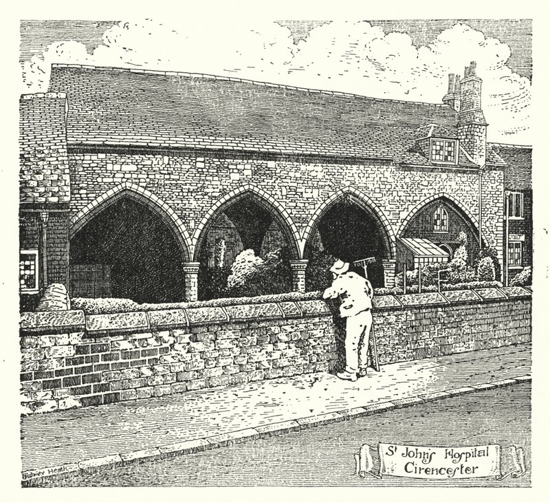Szent János Kórház, Cirencester (metszet) alkotó: Sidney Heath
