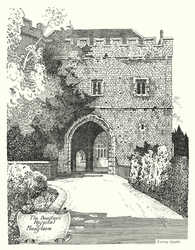 Bonifác kórház, Maidstone (metszet) alkotó: Sidney Heath