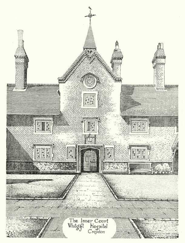 The Inner Court, Whitgift Kórház, Croydon (metszet) alkotó: Sidney Heath