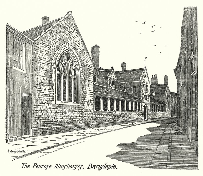 Penrose Almshouses, Barnstaple (metszet) alkotó: Sidney Heath