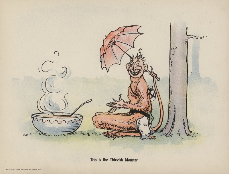 Illusztráció a Három bátor kisbaba további tetteihez (színes litográfia) alkotó: Sophia Rosamond Praeger