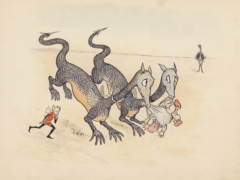 S Rosamond Praeger illusztrációja a Little Twin Dragons-hoz (színes litográfia) alkotó: Sophia Rosamond Praeger