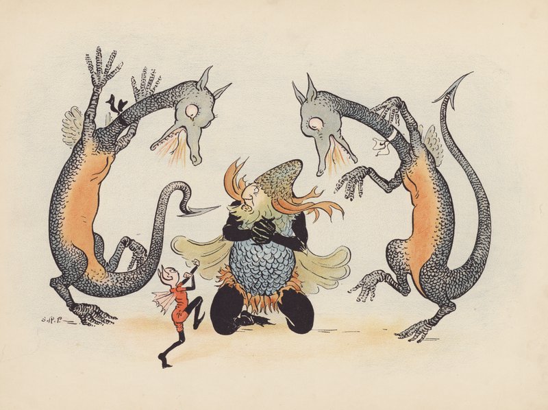 S Rosamond Praeger illusztrációja a Little Twin Dragons-hoz (színes litográfia) alkotó: Sophia Rosamond Praeger