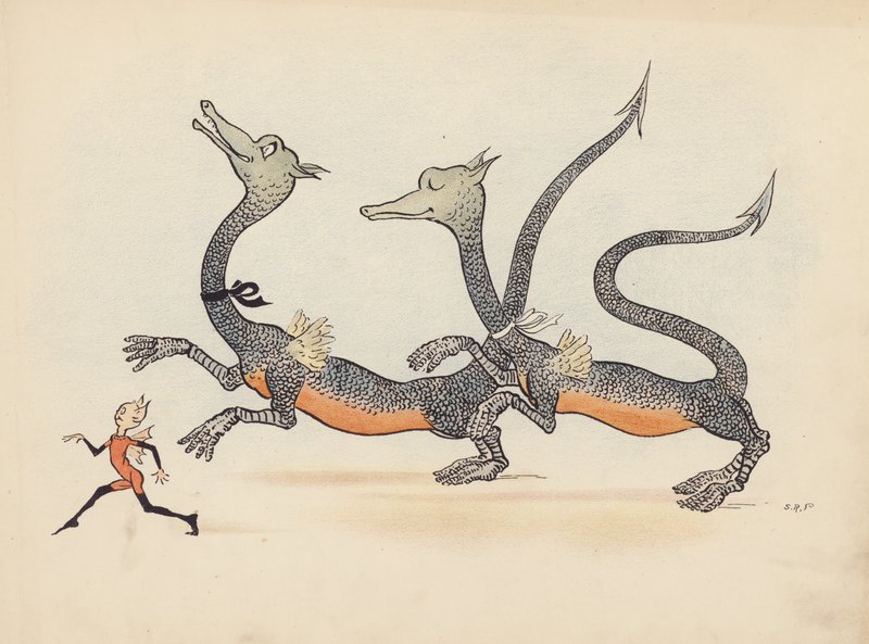 S Rosamond Praeger illusztrációja a Little Twin Dragons-hoz (színes litográfia) alkotó: Sophia Rosamond Praeger
