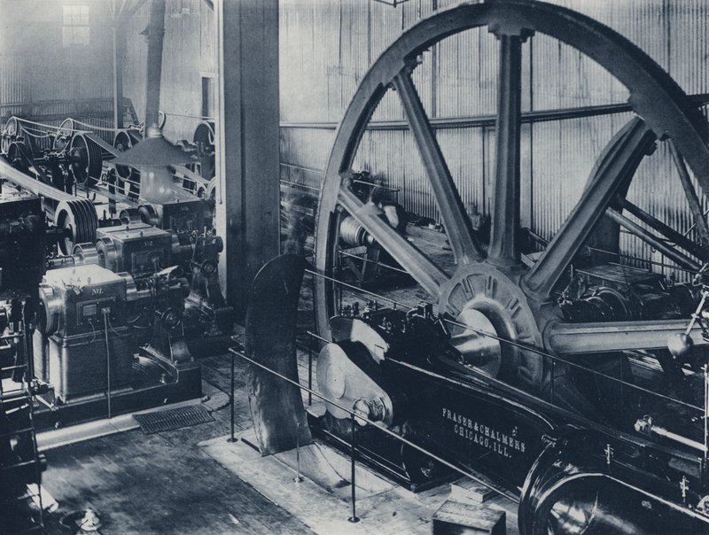 Belső, motor és dinamó szoba, Crown Reef Gold Mining Company (f/w fotó) alkotó: South African Photographer
