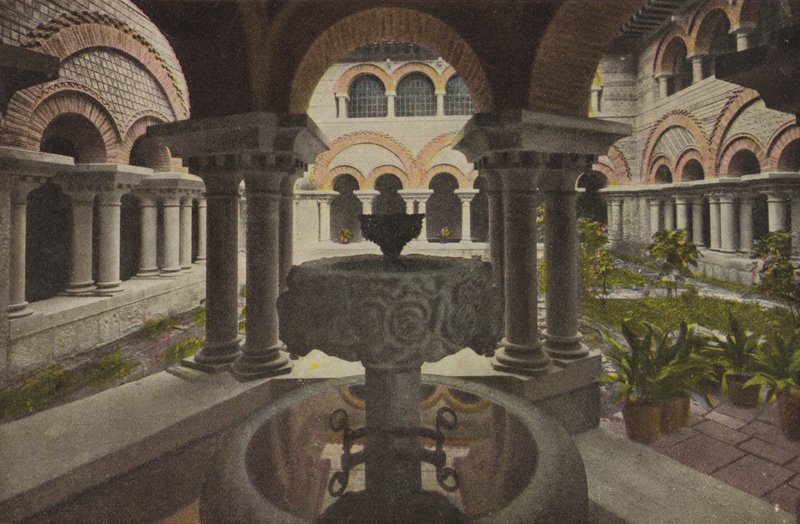 Montserrat: Claustre romanic; Claustro romanico (színes fénykép) alkotó: Spanish Photographer
