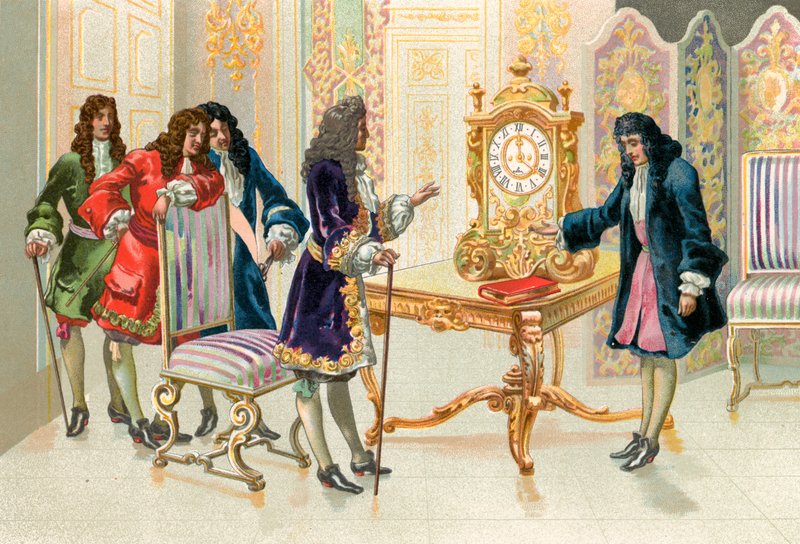 Christiaan Huygens bemutatja az ingaórát XIV. Lajosnak alkotó: Spanish School