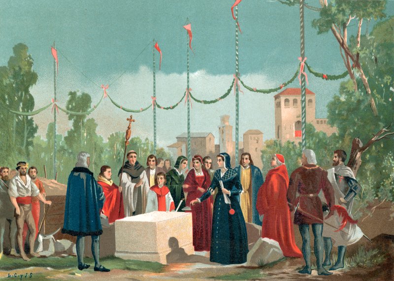 A Latina Kórház alapítása Madridban 1506-ban alkotó: Spanish School