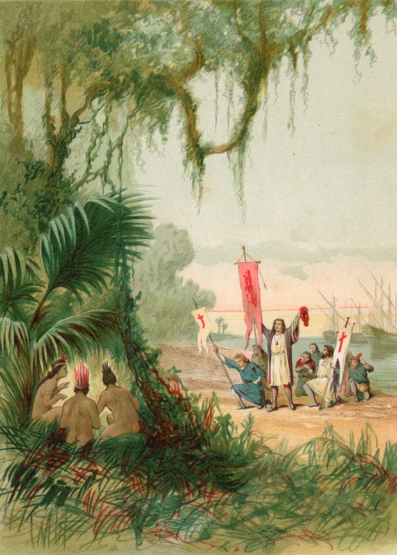 Columbus partraszállása San Salvadorban alkotó: Spanish School