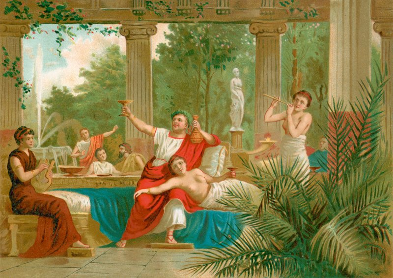 Nero egy bachanáli jelenetben alkotó: Spanish School