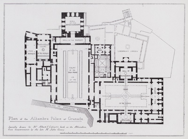 A granadai Alhambra-palota terve (litho) alkotó: Spanish School
