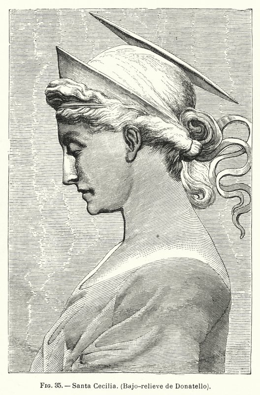 Szent Cecília, Donatello domborműve (litho) alkotó: Spanish School