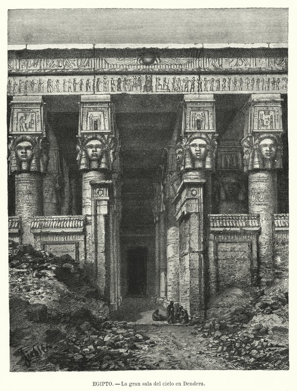 Hathor temploma, Dendera, Egyiptom (tagok) alkotó: Spanish School