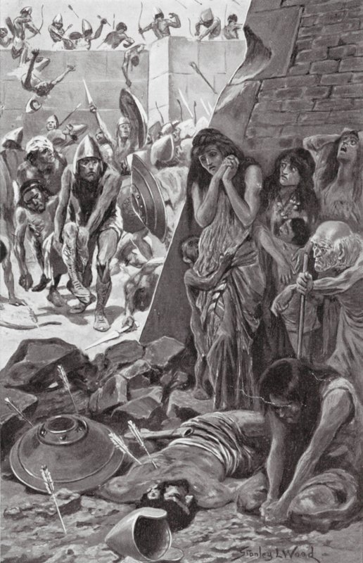 Tírusz, amelyet Nabukodonozor Babilon ostromol (litográfia) alkotó: Stanley L. (after) Wood