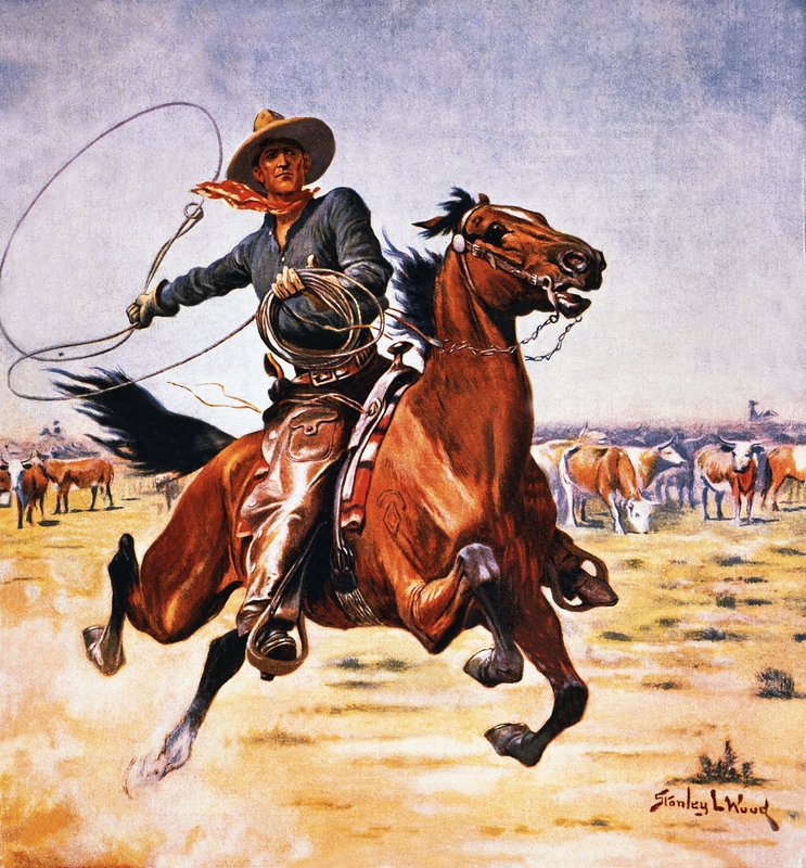 Cowboy lasszóval alkotó: Stanley L. Wood