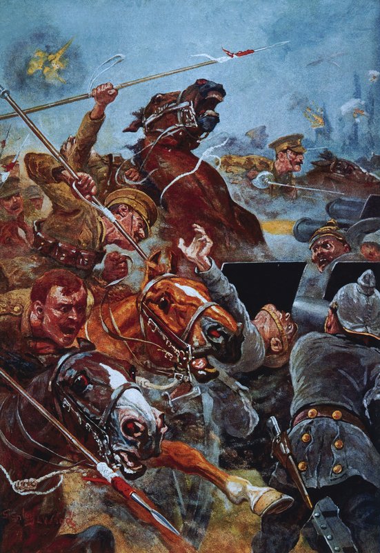 A 9. Lancers rohama a Monsból való visszavonulás során alkotó: Stanley L. Wood