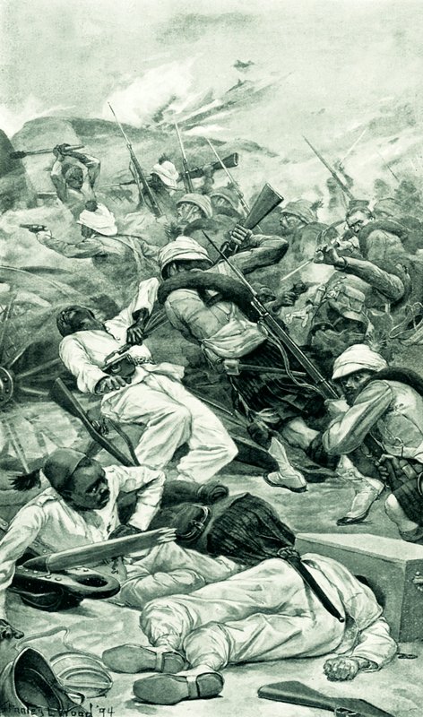 A hegyvidékiek egy redoutot rohamoznak meg a Tel el Kebir-i csatában alkotó: Stanley L. Wood