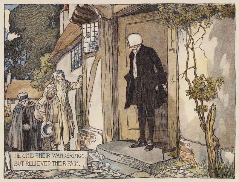 Oliver Goldsmith illusztrációja a The Deserted Village (színes litográfia) című könyvhöz. alkotó: Stephen Reid