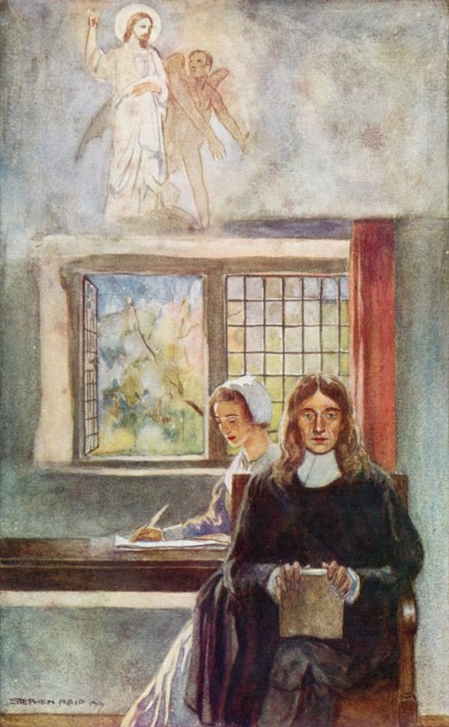 John Milton az Elveszett Paradicsomot diktálja lányának (színes litó) alkotó: Stephen Reid