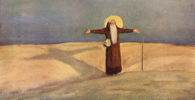 Szent Antal a sivatagban (színes litó) alkotó: Stephen Reid
