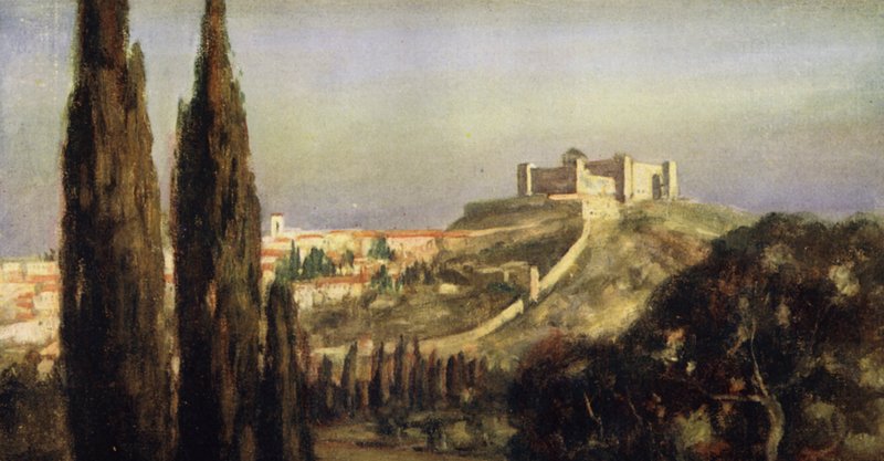 Spoleto, Szent Benedek szülőhelye (színes litó) alkotó: Stephen Reid