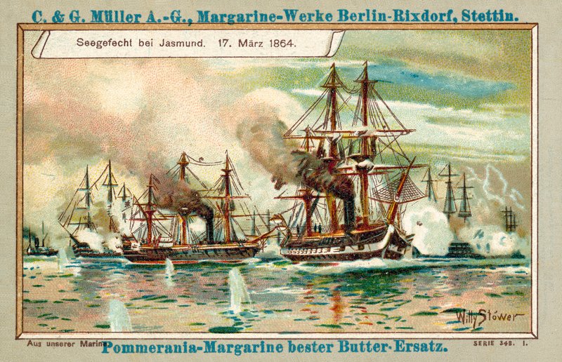 Jázmundi tengeri csata, 1864. március 17. (chromolitho) alkotó: Stoewer Willy