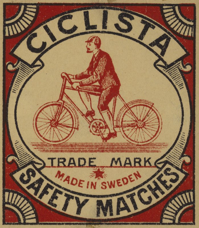 Ciclista biztonsági gyufa címke alkotó: Swedish School