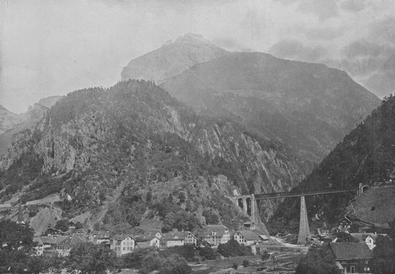 Amsteg, Gotthard Line (f/w fotó) alkotó: Swiss Photographer