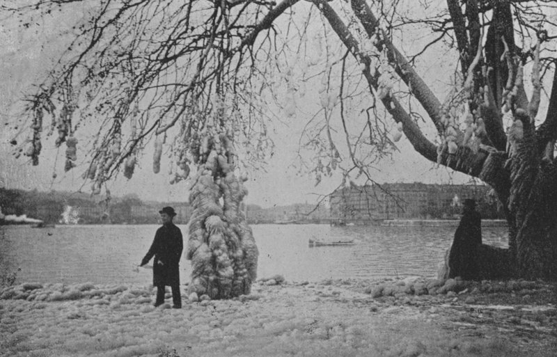 A genfi ​​Eaux-Vives-ben, 1896 tél (f/w fotó) alkotó: Swiss Photographer