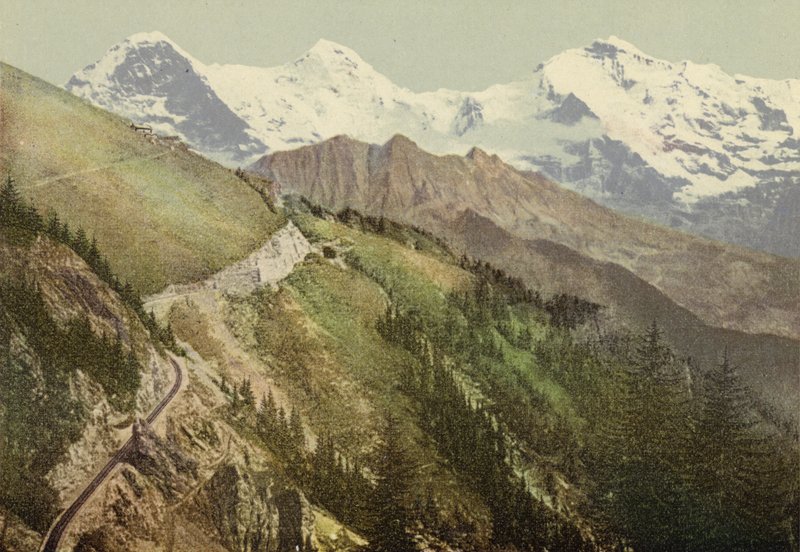 Berni Oberland: Schynige Platte, vasútvonal (színes fotó) alkotó: Swiss Photographer