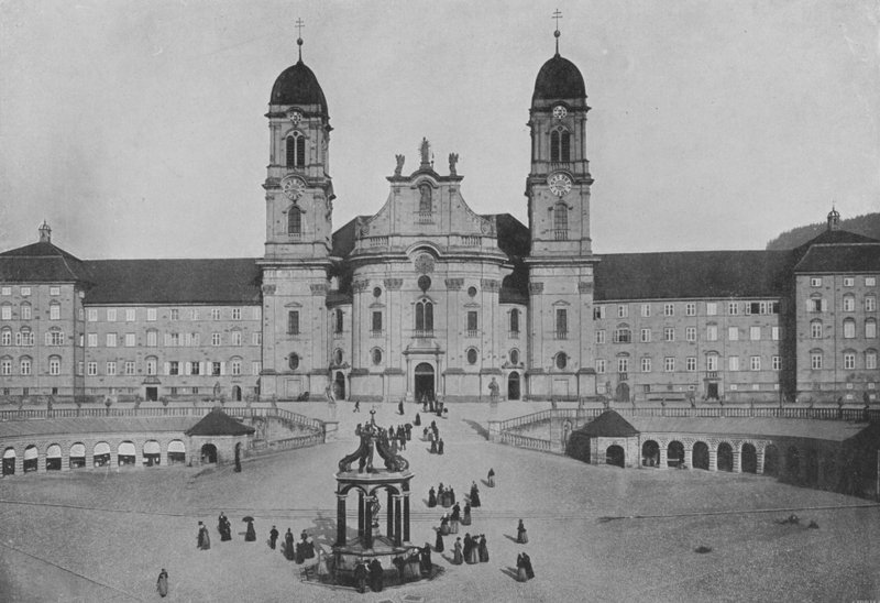 Einsiedeln, Facade du Couvent (f/w fotó) alkotó: Swiss Photographer