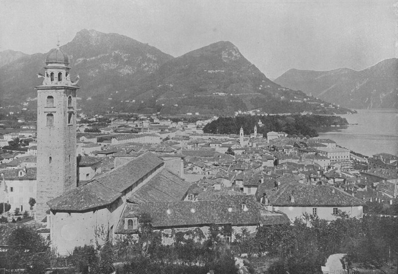 Lugano, General View és Monte Bre (f/w fotó) alkotó: Swiss Photographer