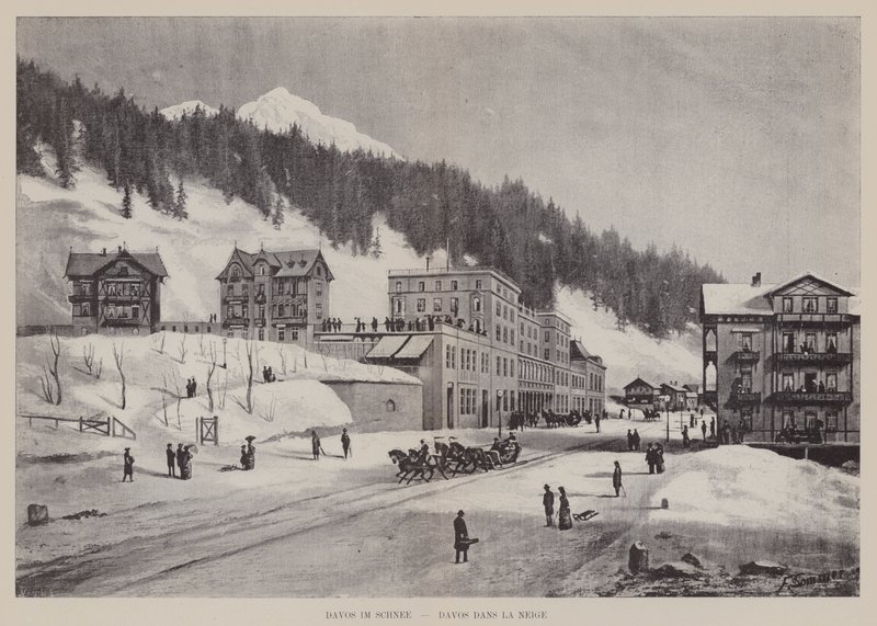 Davos im Schnee, Davos a hóban (litho) alkotó: Swiss School