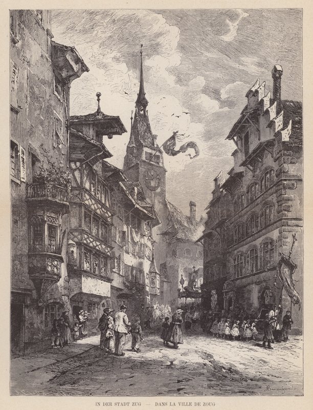 In der Stadt Zug, Zug városában (metszet) alkotó: Swiss School