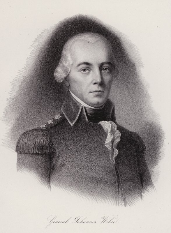 Johann Weber, a frauenfeldi csatában elesett svájci tábornok (metszet) alkotó: Swiss School