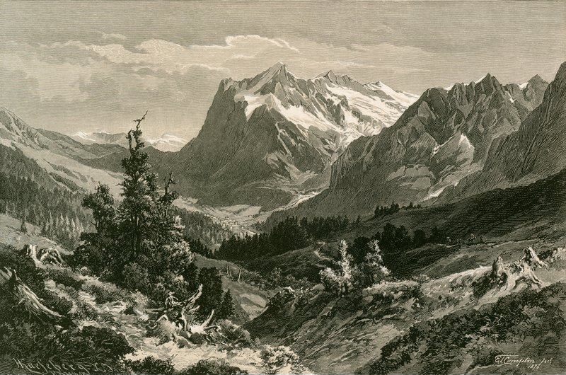 Grindelwald közelében, Berni Oberlandban alkotó: Swiss School