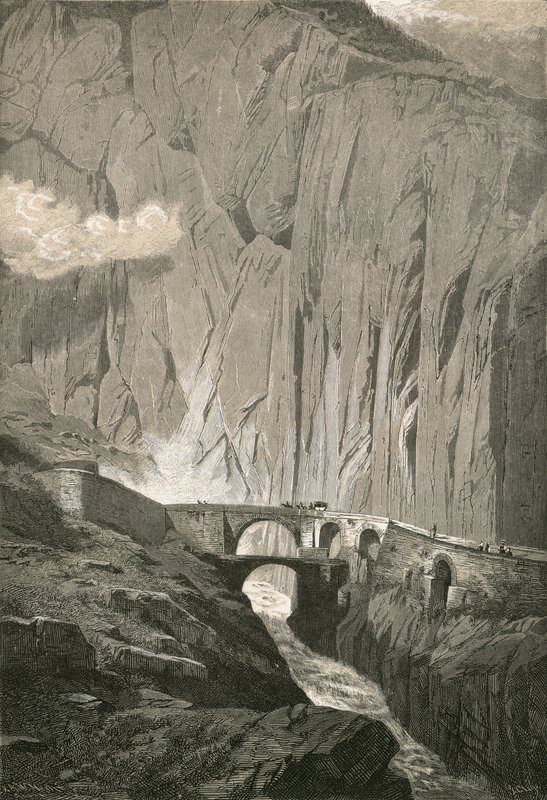 Az Ördögök hídja.-St. Gothard út, Schollenen-szurdok alkotó: Swiss School