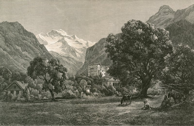 A Jungfrau és a Lauterbrunnen-völgy megnyitása Interlaken közeléből alkotó: Swiss School