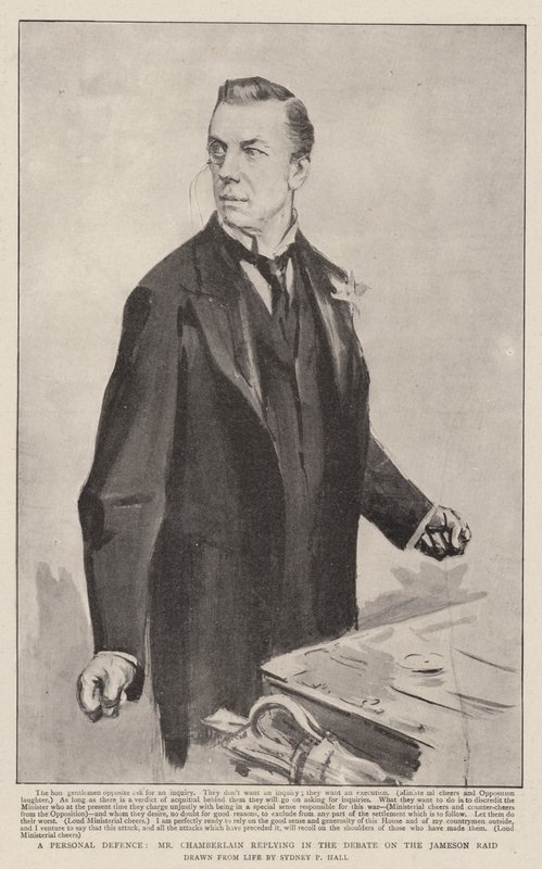 Személyes védelem, Mr. Chamberlain válaszol a Jameson Raidről szóló vitában alkotó: Sydney Prior Hall