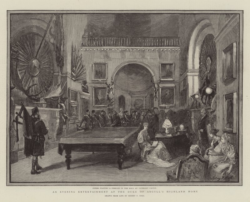 Egy esti szórakozás Argyll hercegének felföldi otthonában alkotó: Sydney Prior Hall