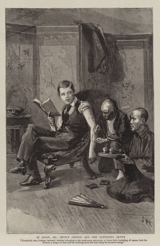 Japánban 1881-ben György herceg és a tetoválóművész alkotó: Sydney Prior Hall