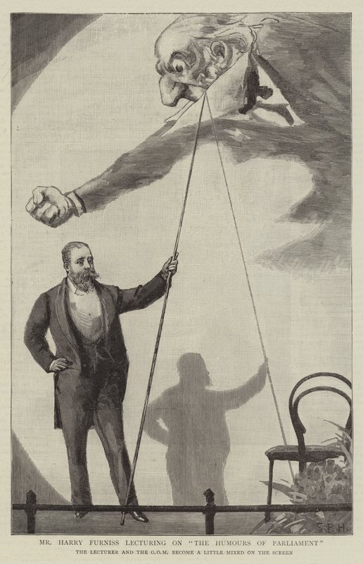 Harry Furniss úr előadást tart A Parlament humoráról alkotó: Sydney Prior Hall