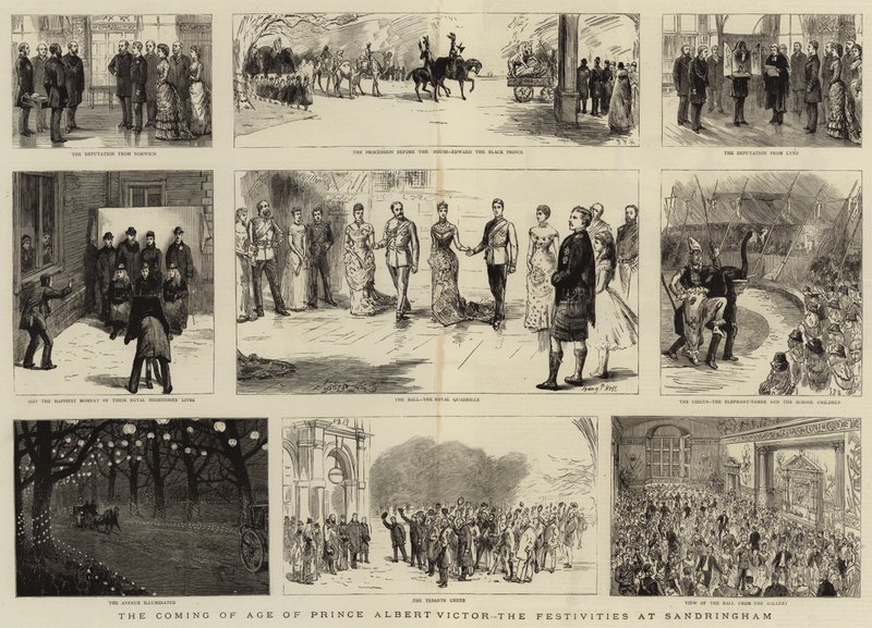 Albert Viktor herceg felnőtté válása, a sandringhami ünnepségek alkotó: Sydney Prior Hall