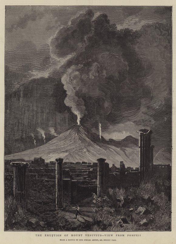 A Vezúv kitörése, Pompeji látképe alkotó: Sydney Prior Hall