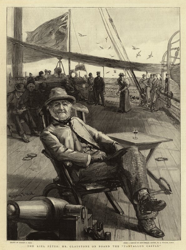 A Kiel Fetes, Mr Gladstone a Tantallon kastély fedélzetén alkotó: Sydney Prior Hall