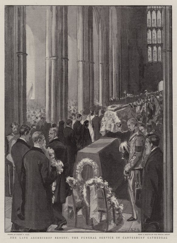 A néhai Benson érsek, a temetési szertartás a canterburyi katedrálisban alkotó: Sydney Prior Hall