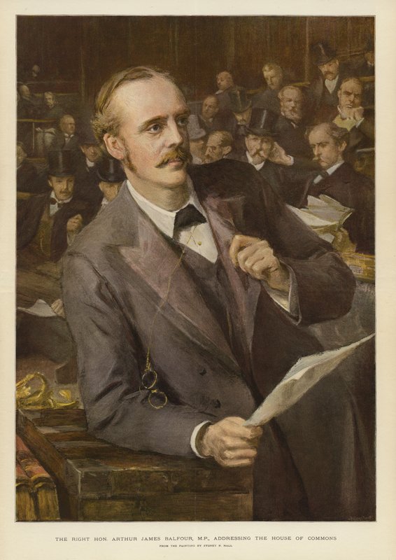 A helyes, tisztelt Arthur James Balfour alkotó: Sydney Prior Hall