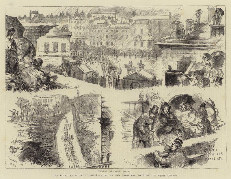 The Royal Entry in London, Amit láttunk a Lóőrök tetejéről alkotó: Sydney Prior Hall